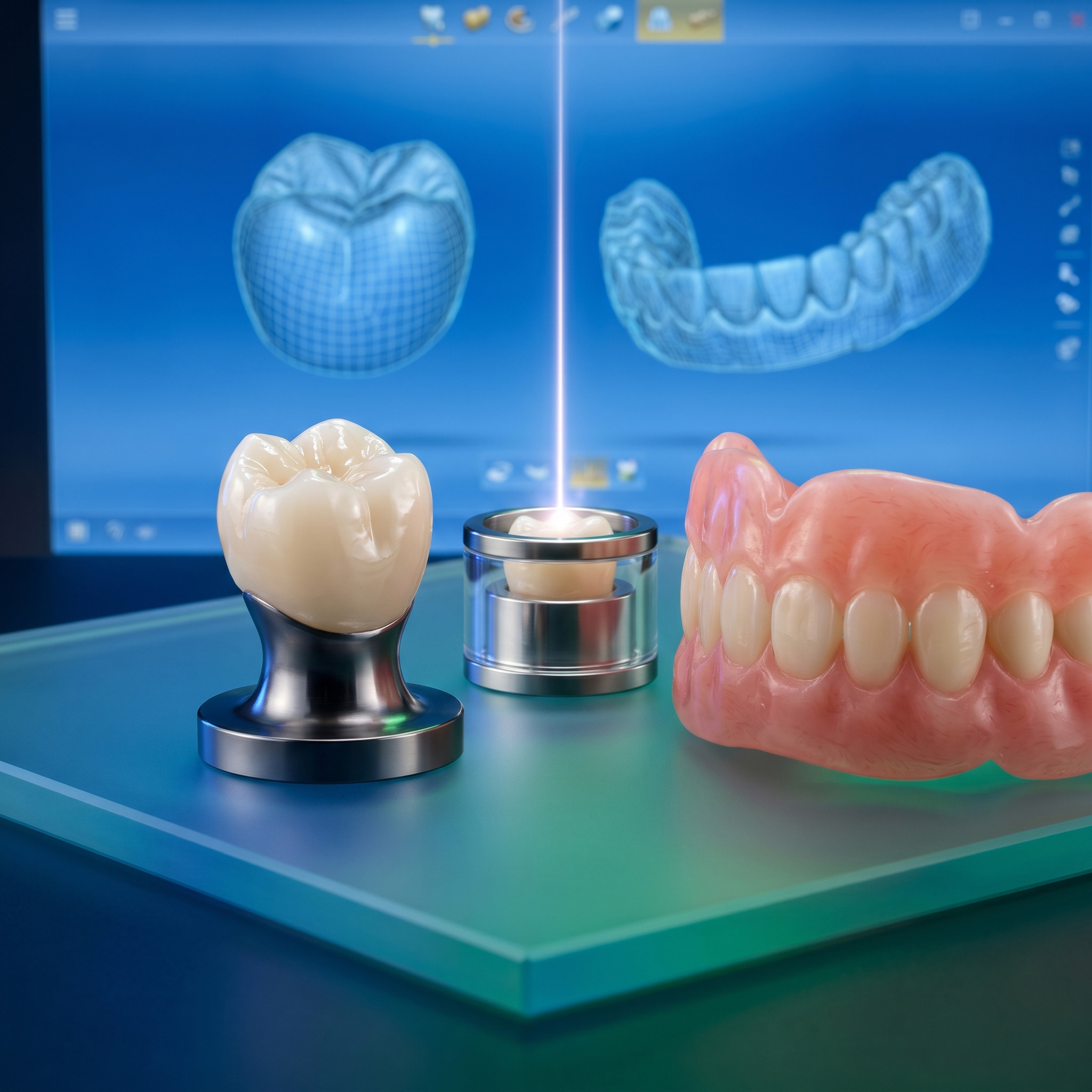 Process of 3D printing dental crowns in a modern laboratory